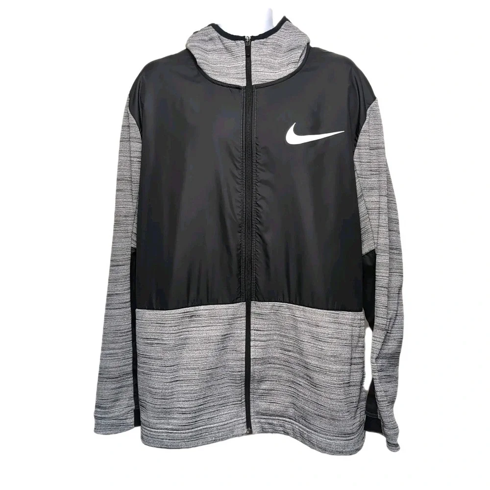 Nike Basketball Dri-FIT Jacket Mens 3XL Gray‎ Black Full Zip Hoodie Pockets